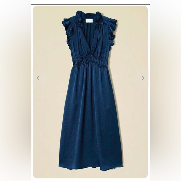 Xirena Silk Satin ruffled "Posey" sleeveless blue dress ruffled Midi size XS - Picture 5 of 11